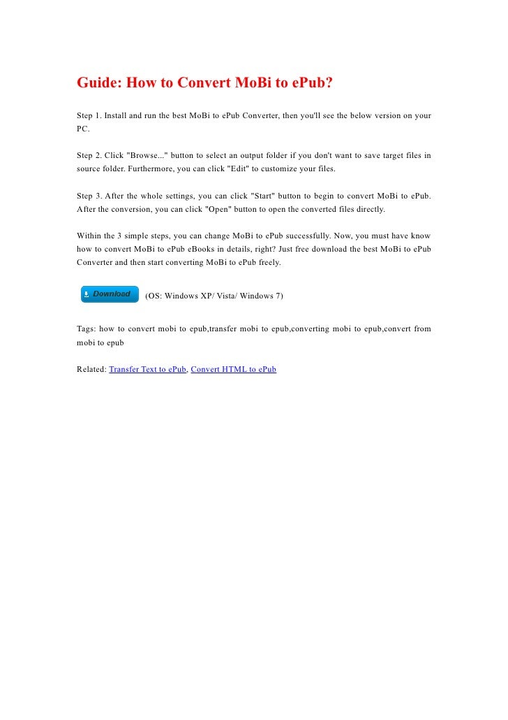 mobi to epub mobi to epub