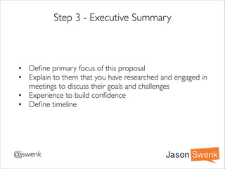 Asking questions
•
•
•
•

What do they want?	

When do they want it?	

Who is the decision maker?	

What is their measurement of success?

 