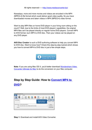 How to convert mp4 to dvd