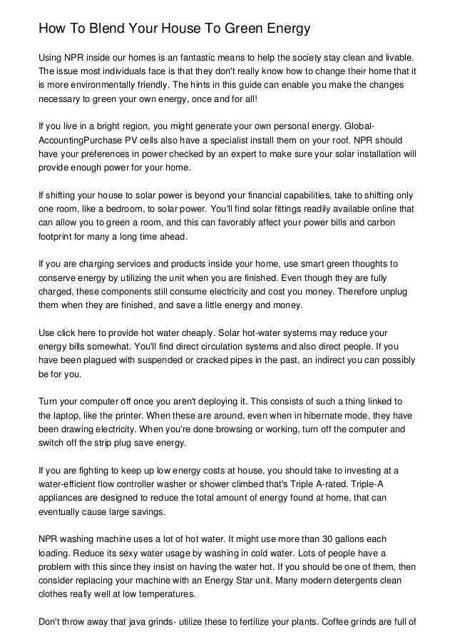 How To Blend Your House To Green Energy How To Blend Your House To Green Energy