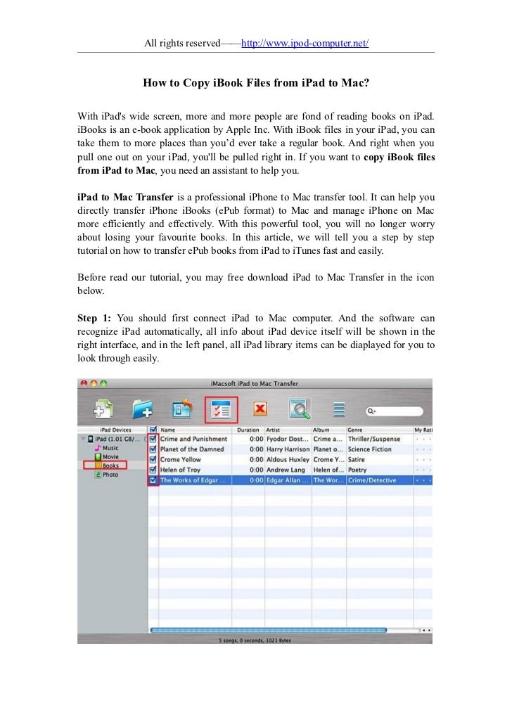 how to copy i book files from ipad to mac book format for ipad