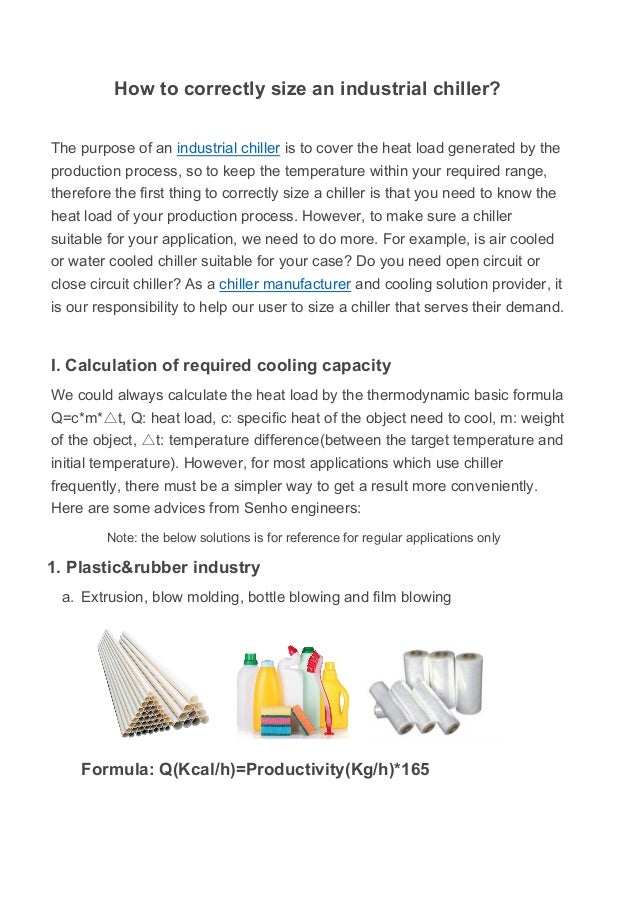 How to correctly size an industrial chiller