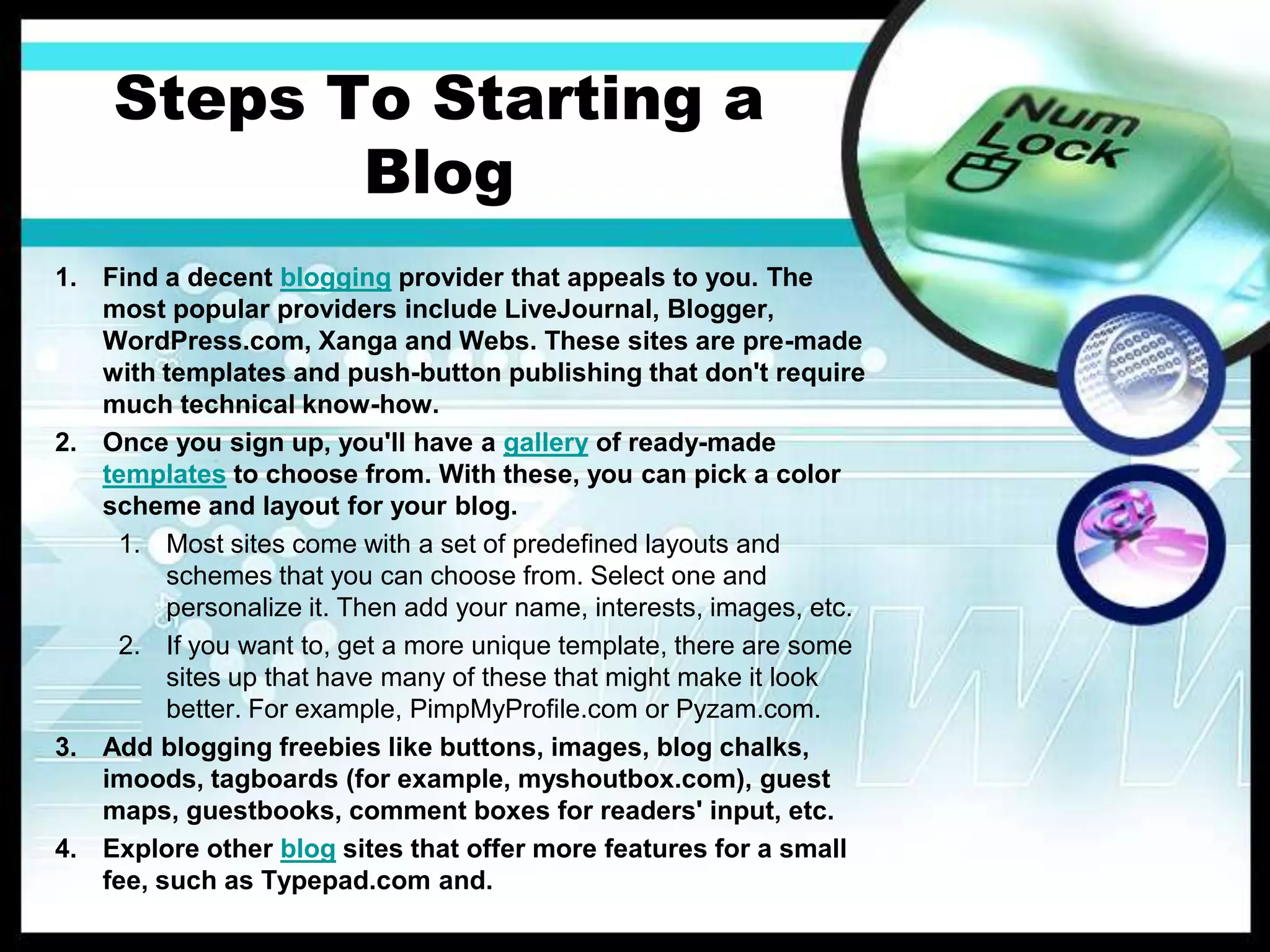 Shortly there after, Evan William at Pyra Labs devised the term “blogger”Blog vs Website & WikiMost blogs are interactive