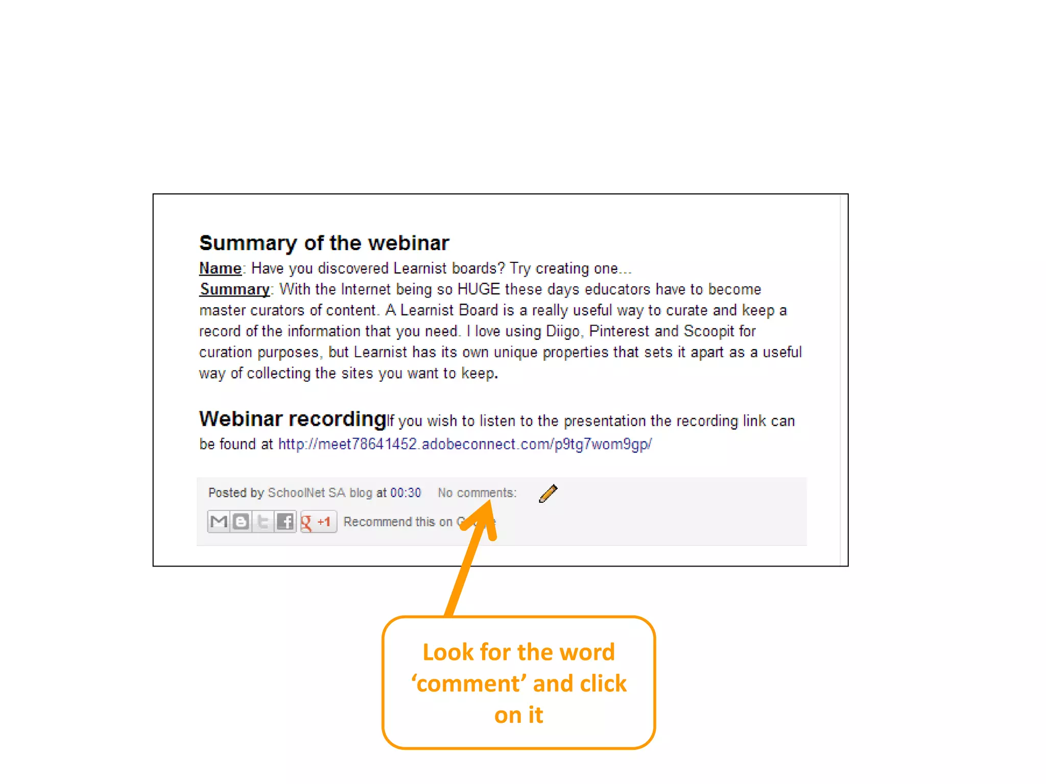 Look for the word
‘comment’ and click
on it
 
