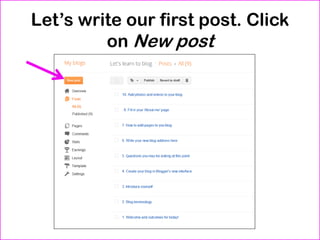 Let’s write our first post. Click
on New post
 