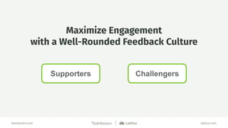 bamboohr.com lattice.com
Managers set the precedent
for feedback culture.
 
