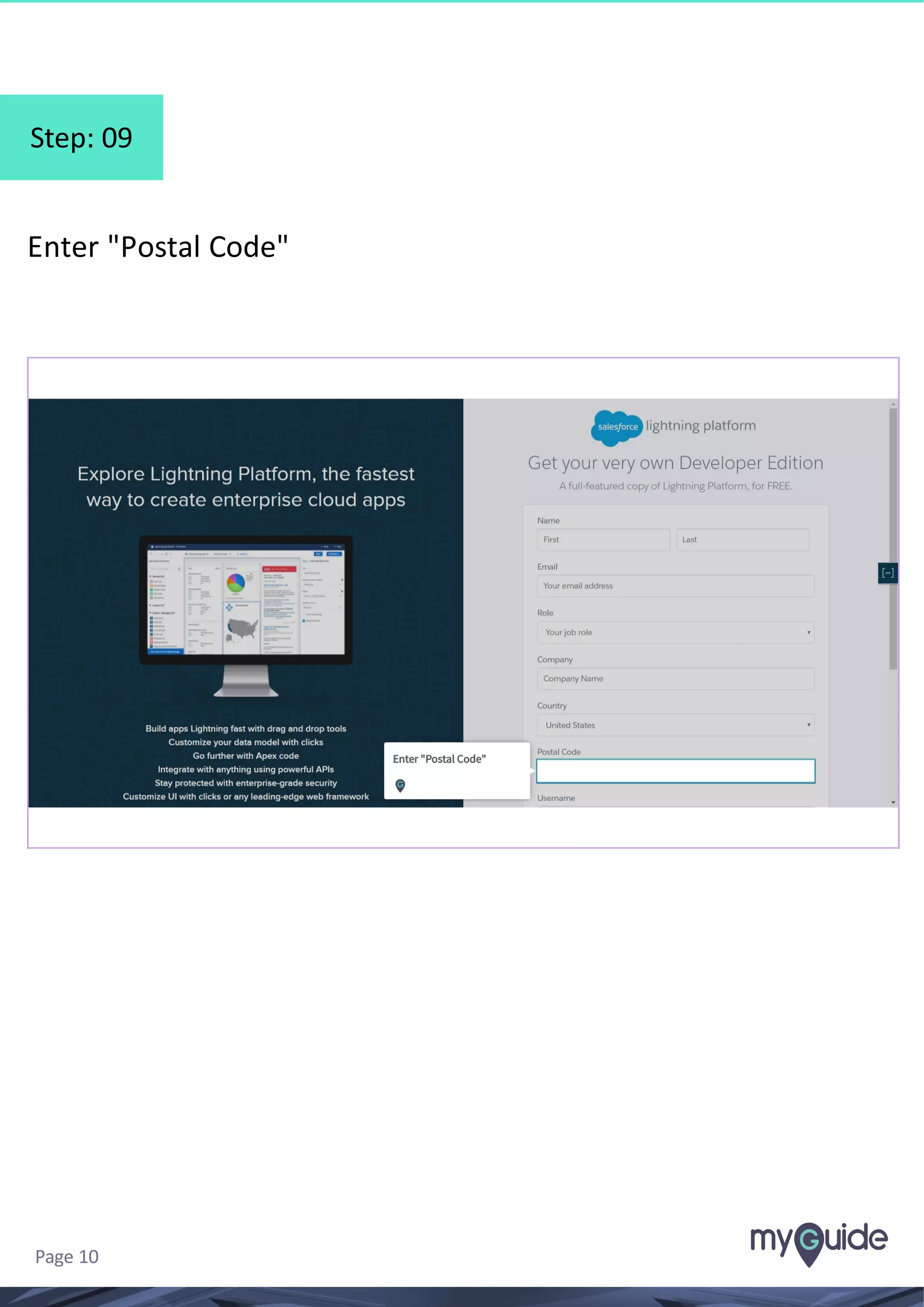 Step: 09 Enter "Postal Code" Page 10