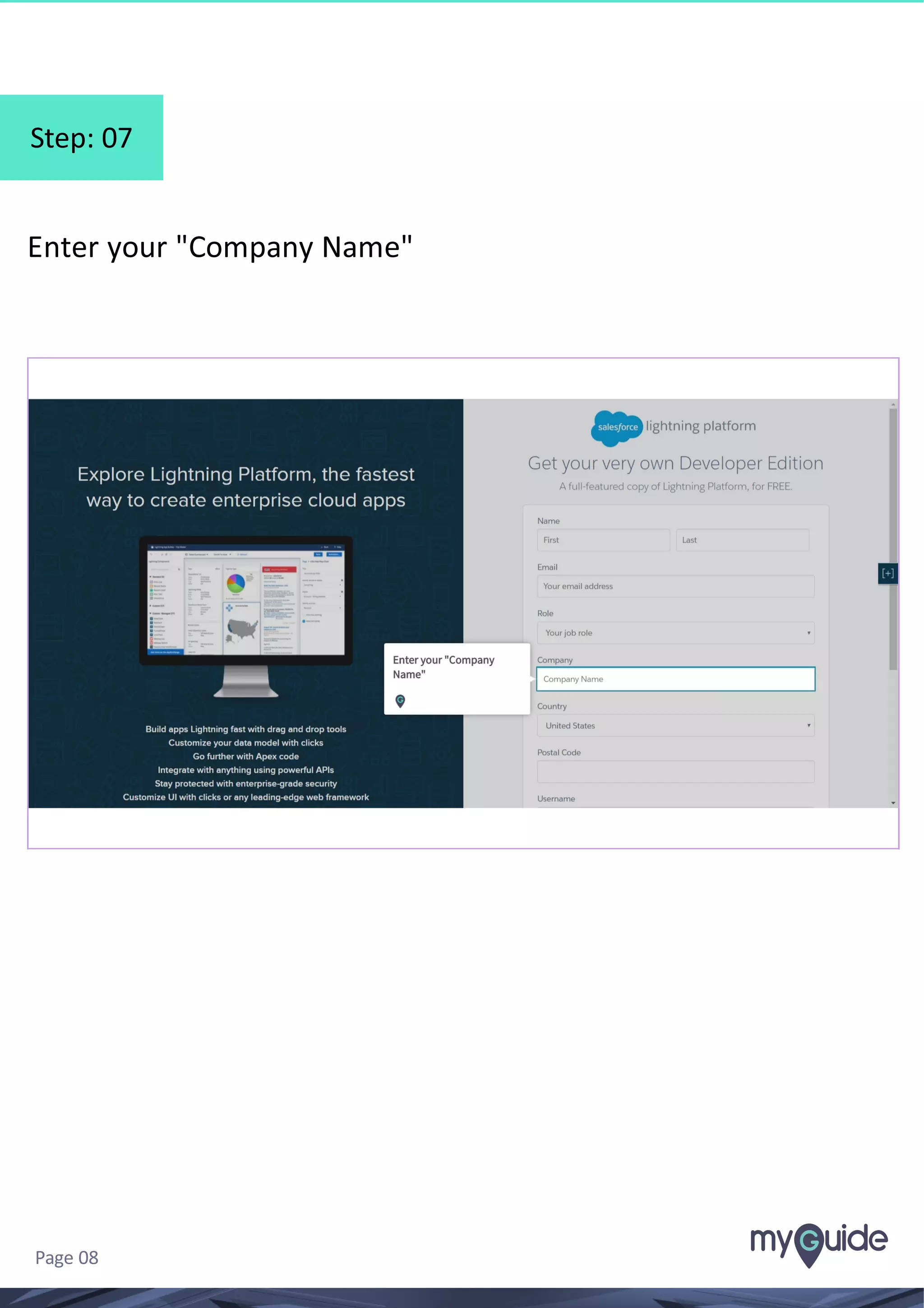 Step: 07 Enter your "Company Name" Page 08