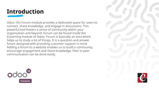 How to Create a Forum in Odoo 18 e Learning | PPTX