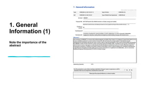 1. General
Information (1)
Note the importance of the
abstract
 