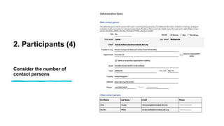 2. Participants (4)
Consider the number of
contact persons
 