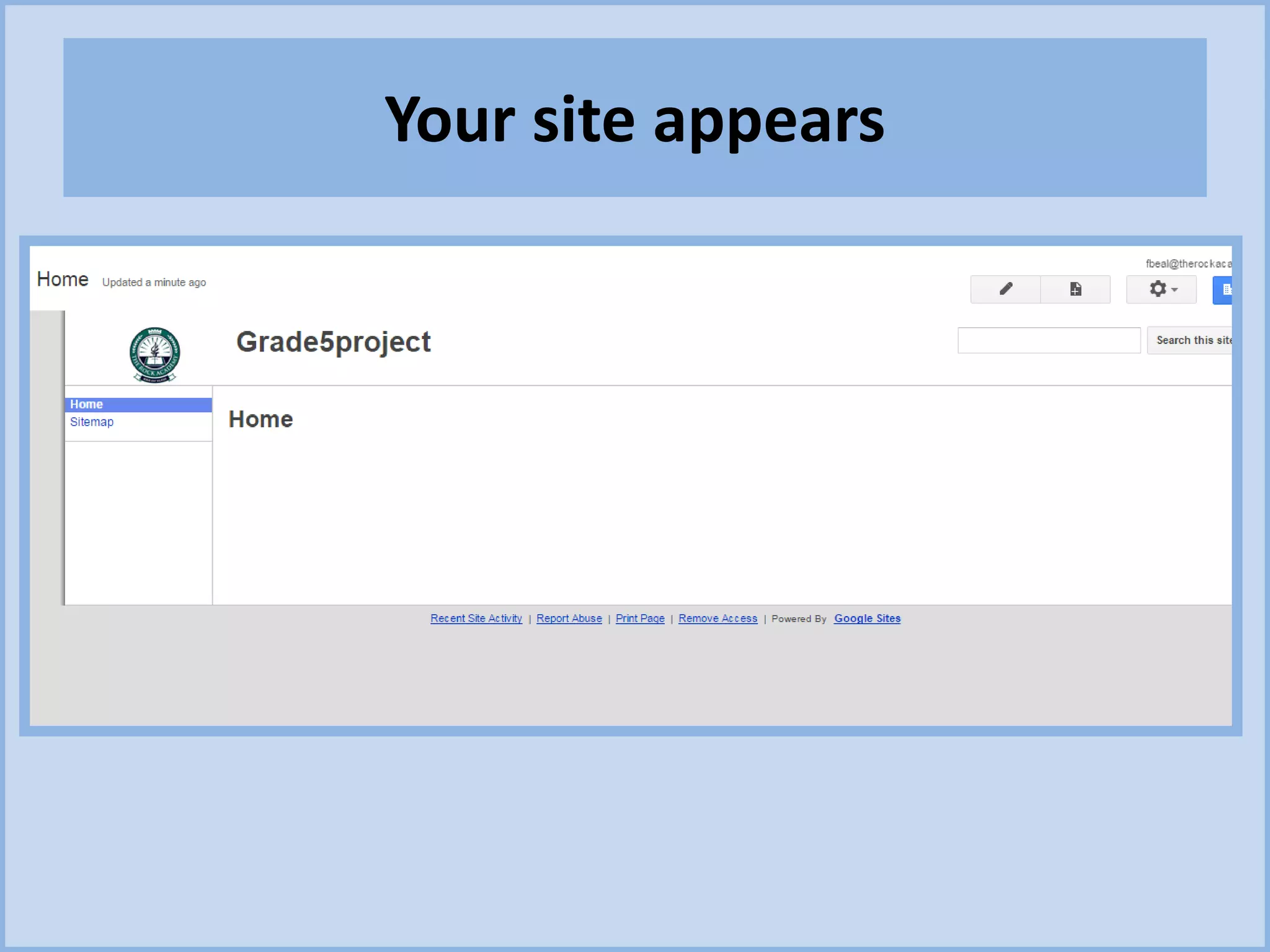 Your site appears
 