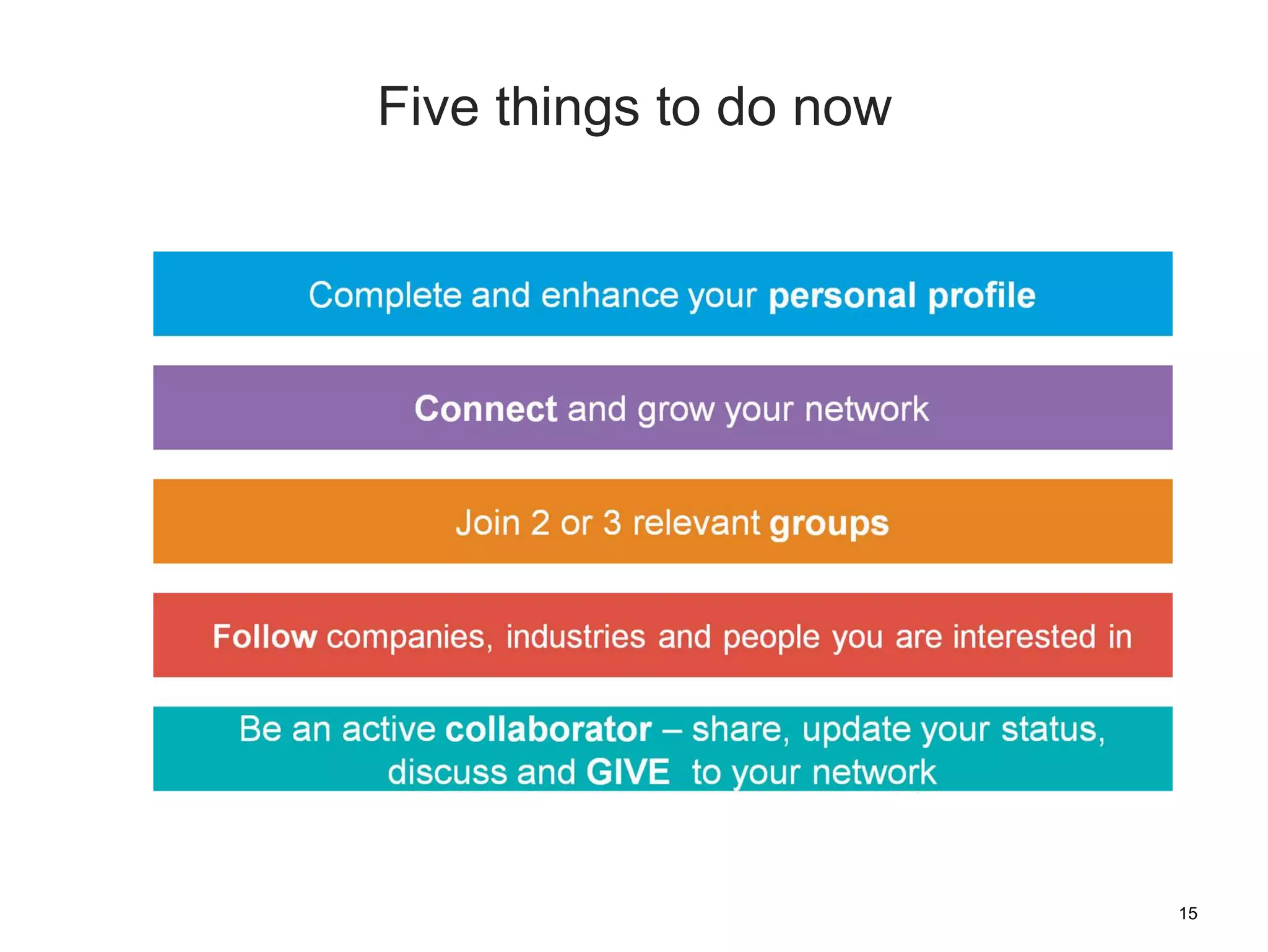 15
Five things to do now
 