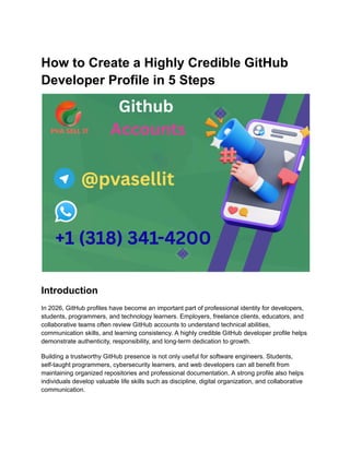 How to Create a Highly Credible GitHub Developer Profile in 5 Steps.pdf