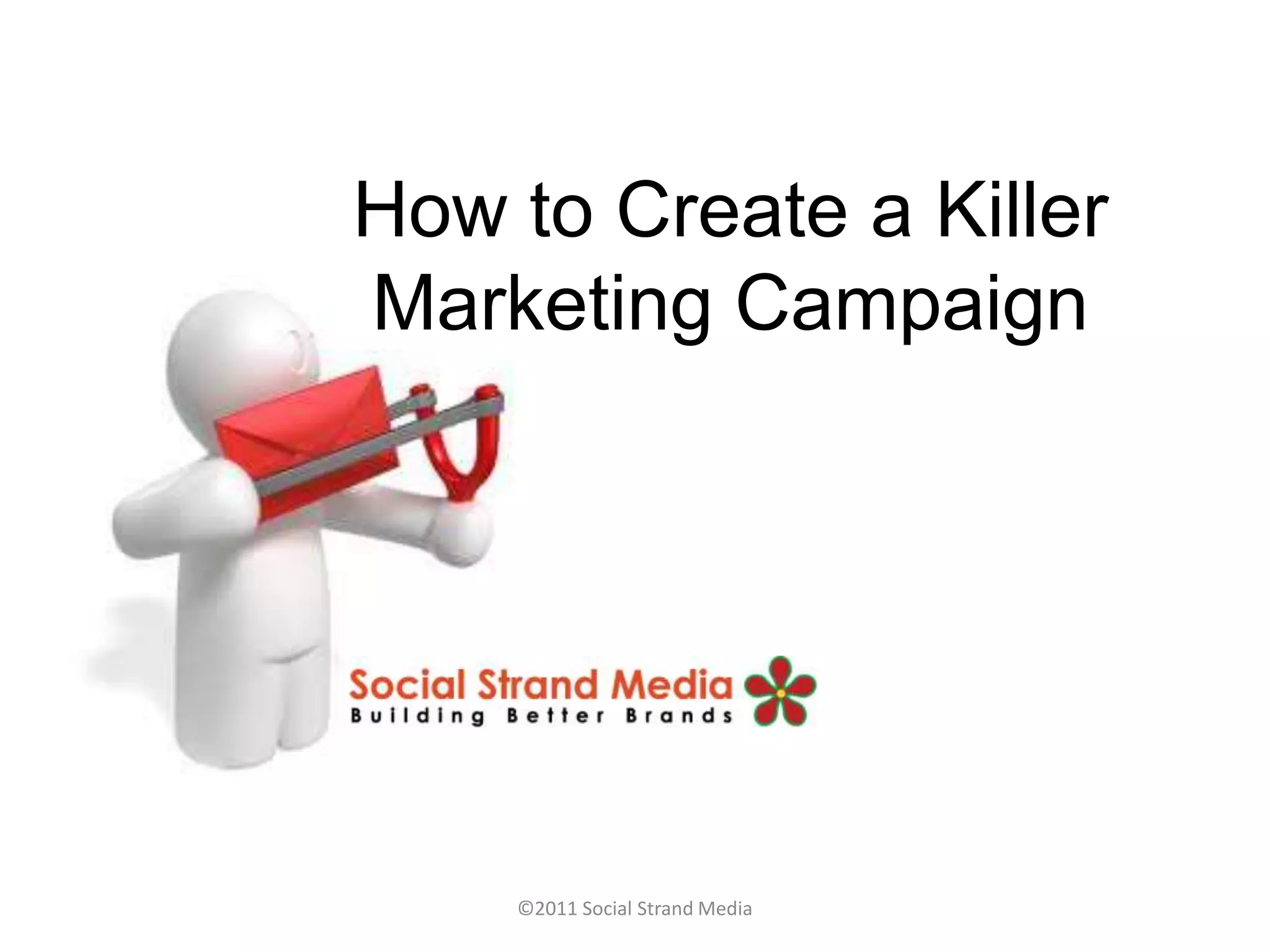 How to Create a Killer
Marketing Campaign




    ©2011 Social Strand Media
 