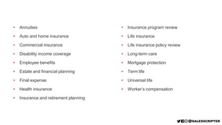 • Annuities
• Auto and home insurance
• Commercial insurance
• Disability income coverage
• Employee benefits
• Estate and...