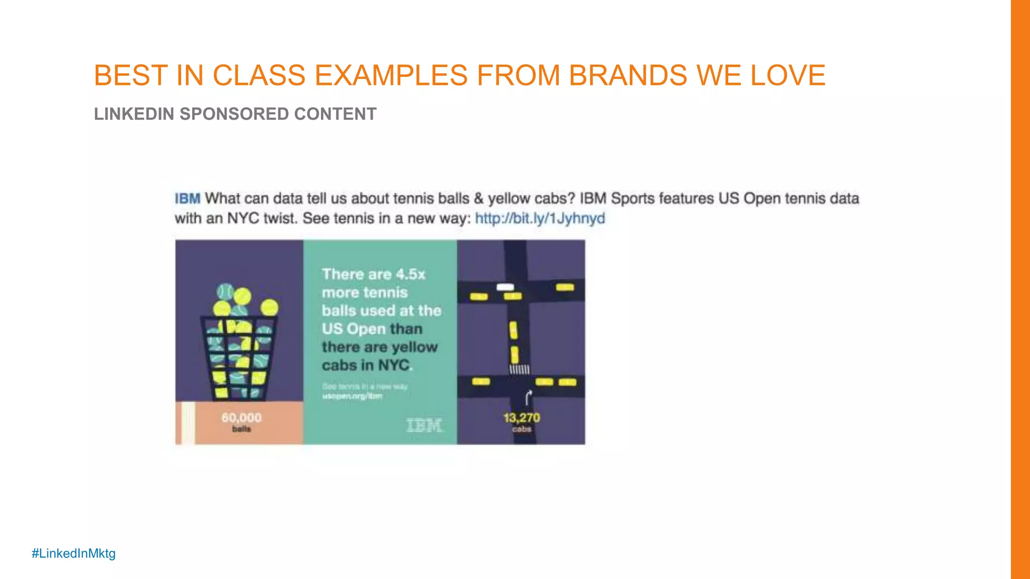 #LinkedInMktg
BEST IN CLASS EXAMPLES FROM BRANDS WE LOVE
LINKEDIN SPONSORED CONTENT
 