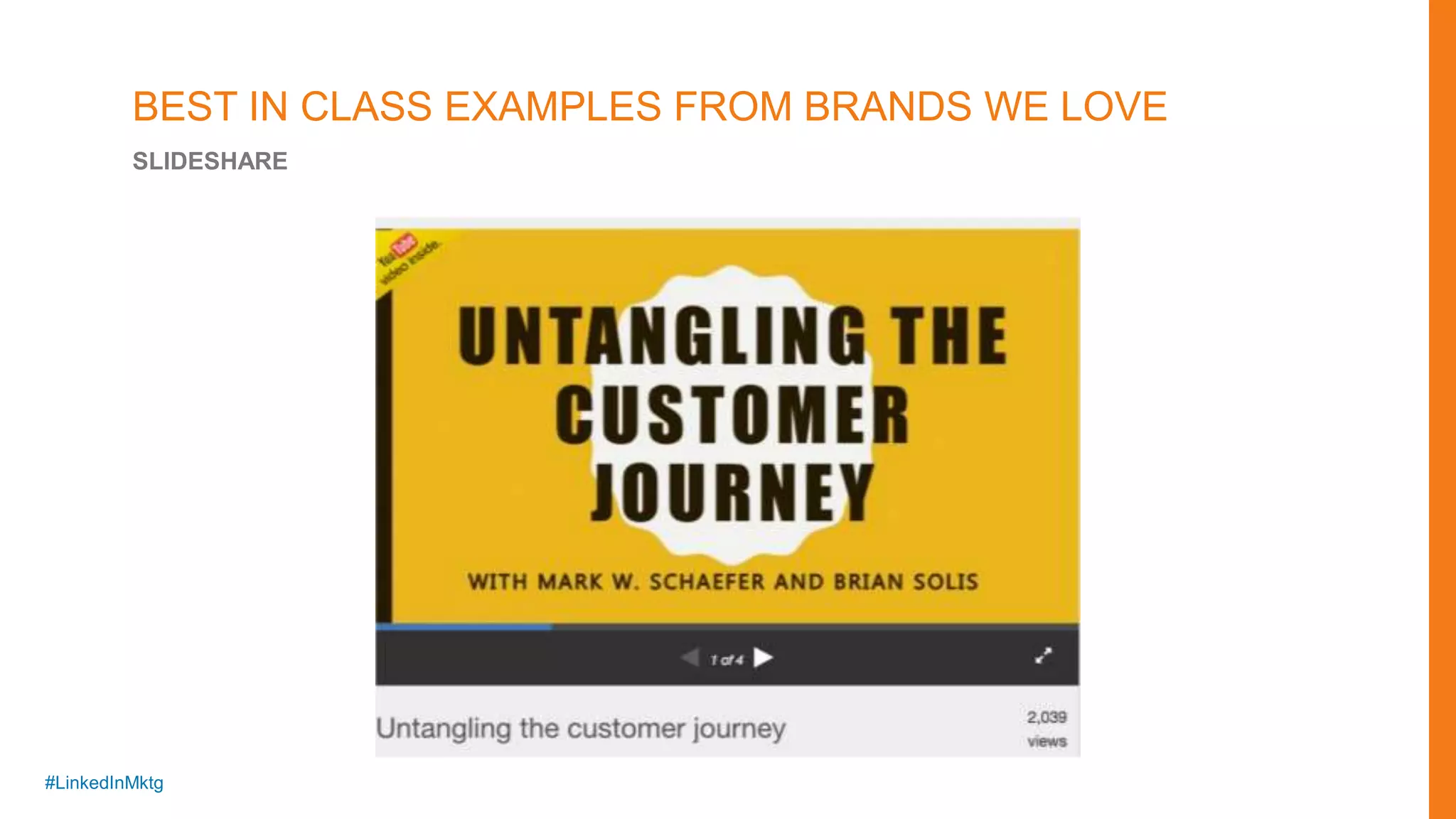 #LinkedInMktg
BEST IN CLASS EXAMPLES FROM BRANDS WE LOVE
SLIDESHARE
 
