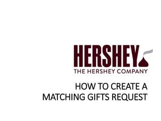 HOW TO CREATE A
MATCHING GIFTS REQUEST
 