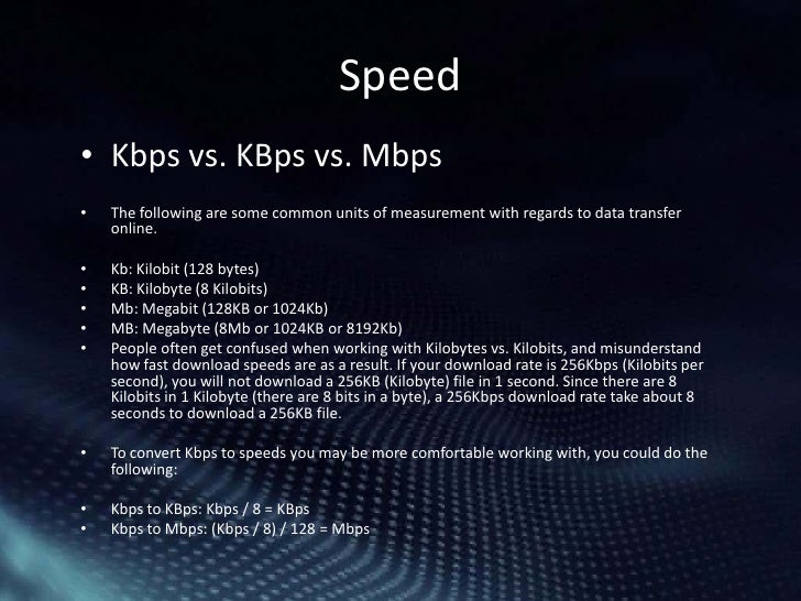 Mbps To Kbps Conversion Chart