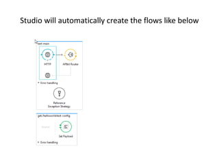Studio will automatically create the flows like below
 