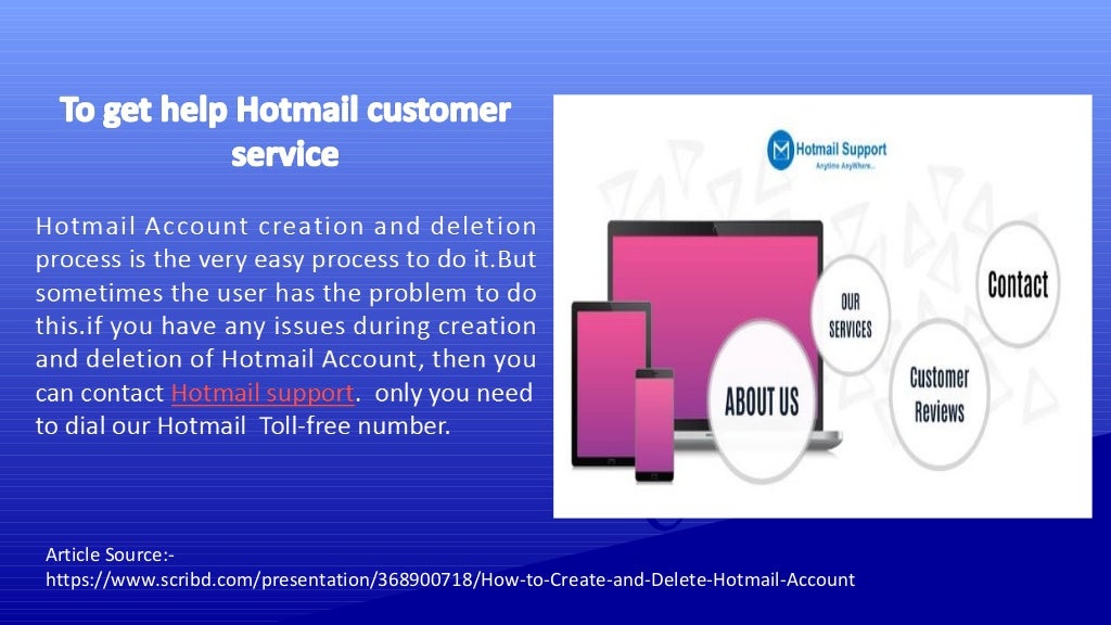 How to create and delete hotmail account