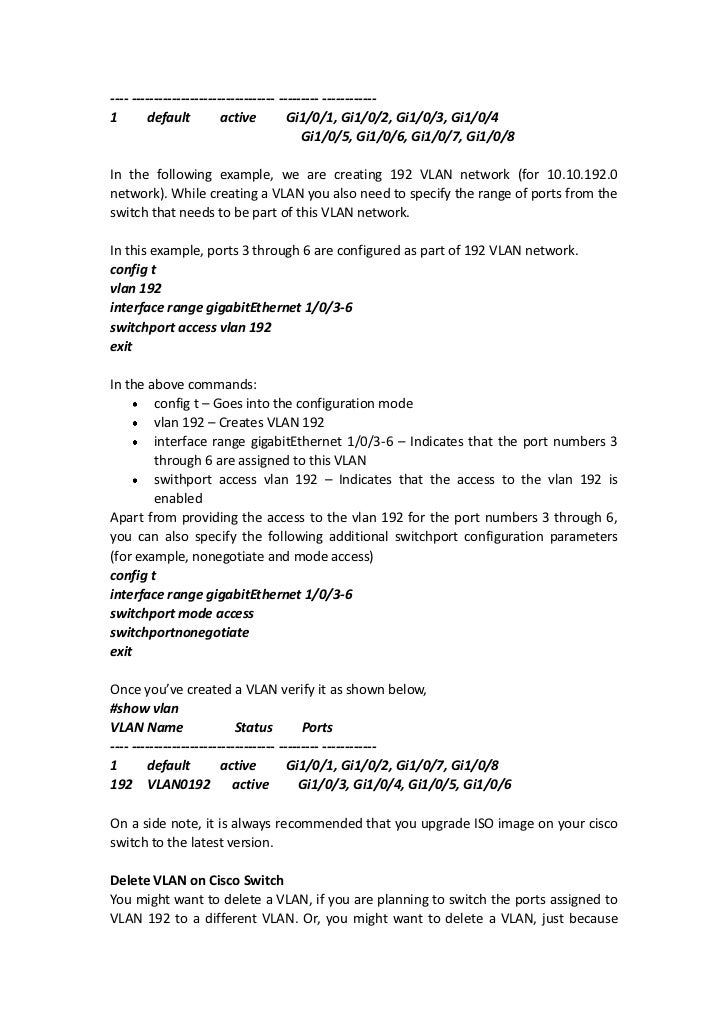 How to create and delete vlan on cisco catalyst switch