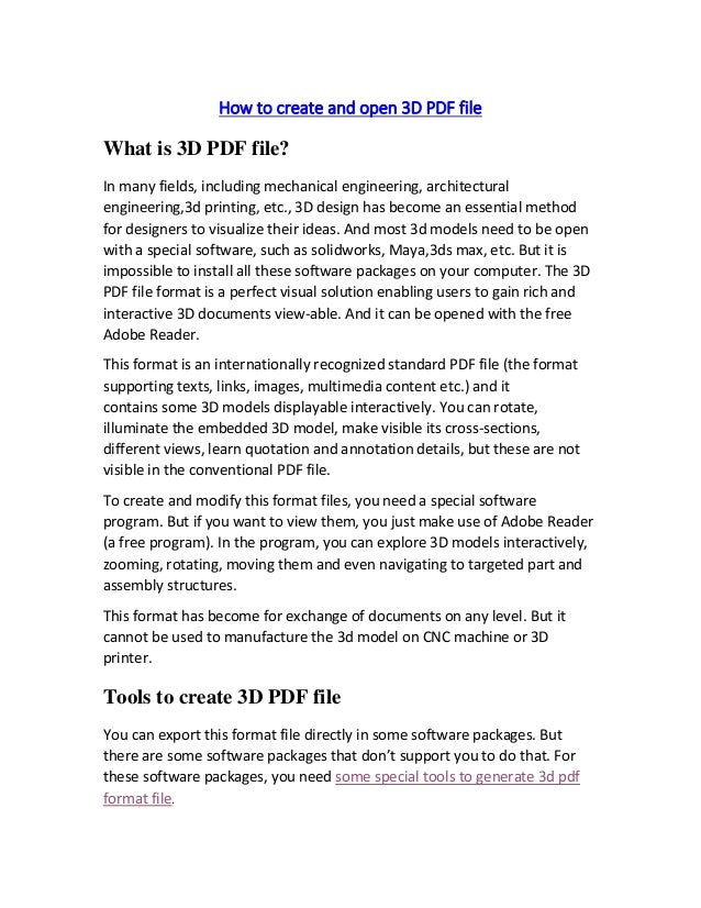 How to create and open 3d pdf file