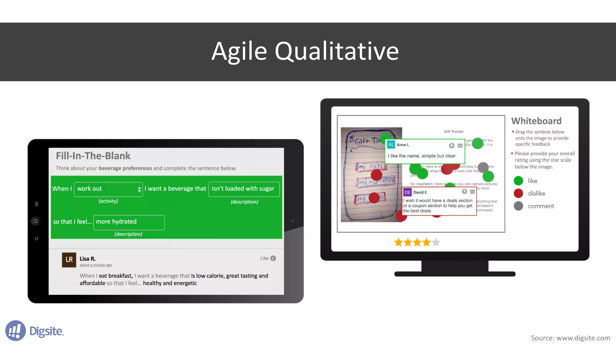 Agile	Qualitative
Source:	www.digsite.com
 