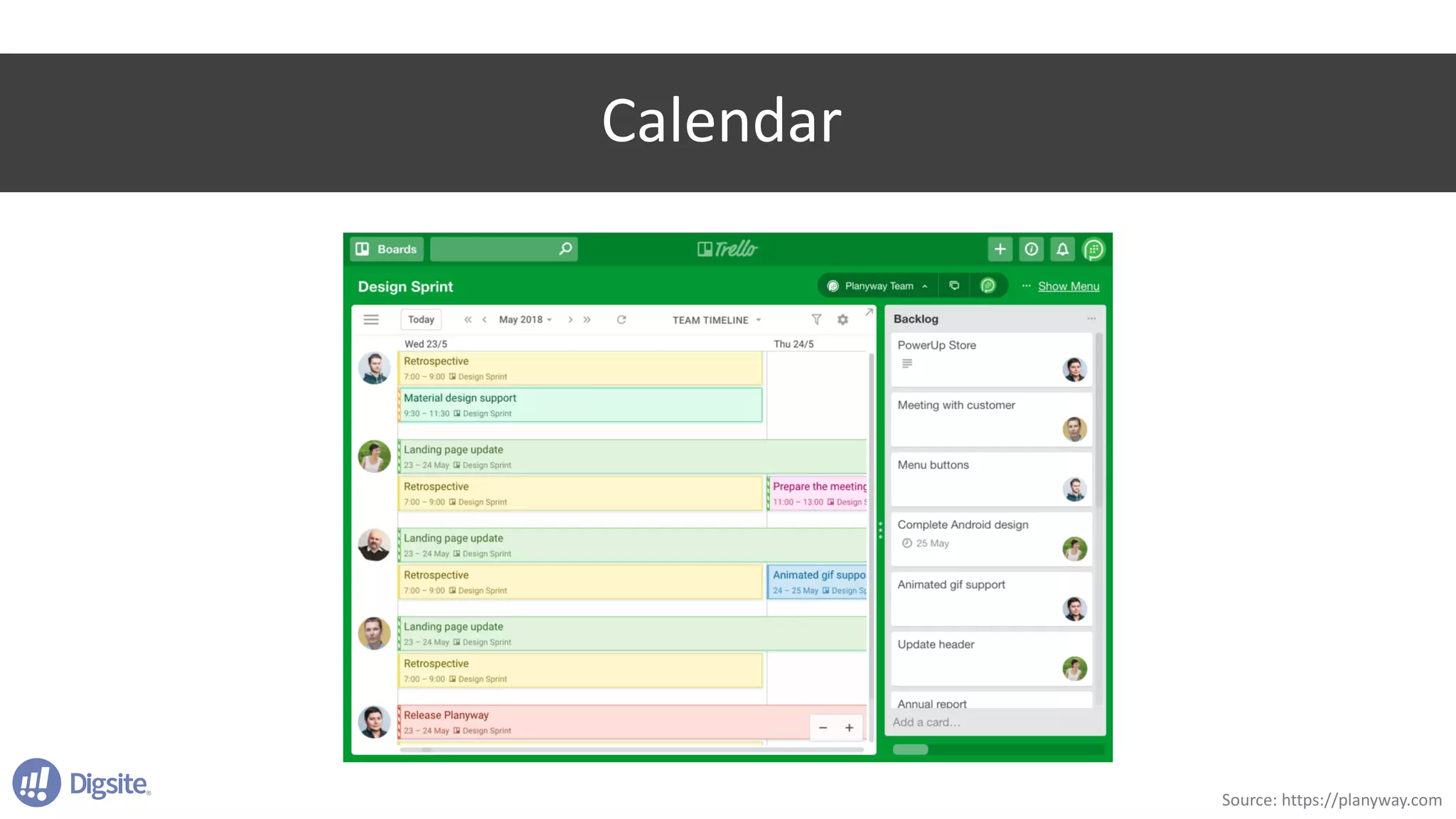 Calendar
Source:	https://planyway.com
 