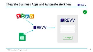 Integrate Business Apps and Automate Workﬂow
2
© 2020 Revvsales, Inc. All rights reserved.
 