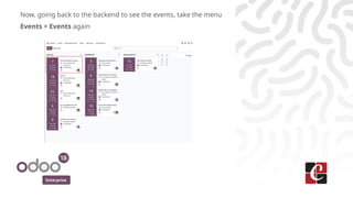 Enterprise
Now, going back to the backend to see the events, take the menu
Events > Events again
 