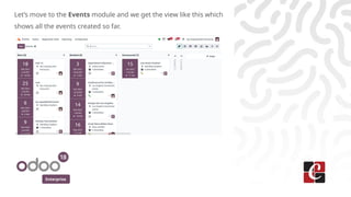 Enterprise
Let’s move to the Events module and we get the view like this which
shows all the events created so far.
 