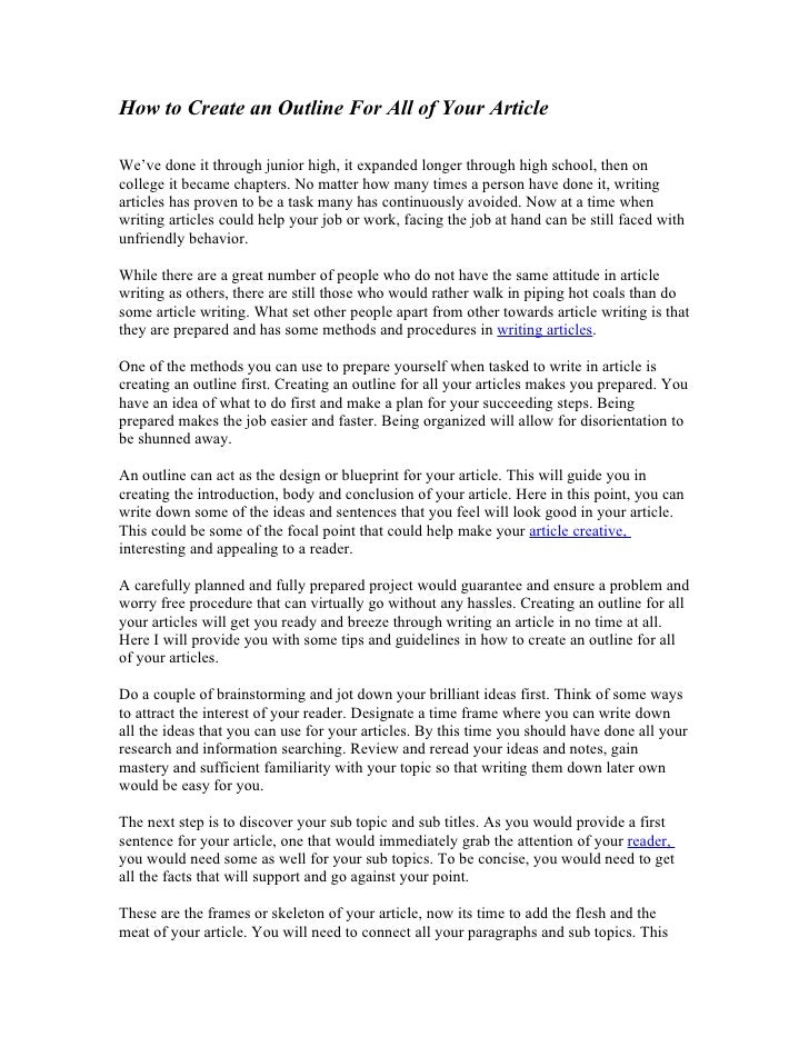 How To Create An Outline For All Of Your Article