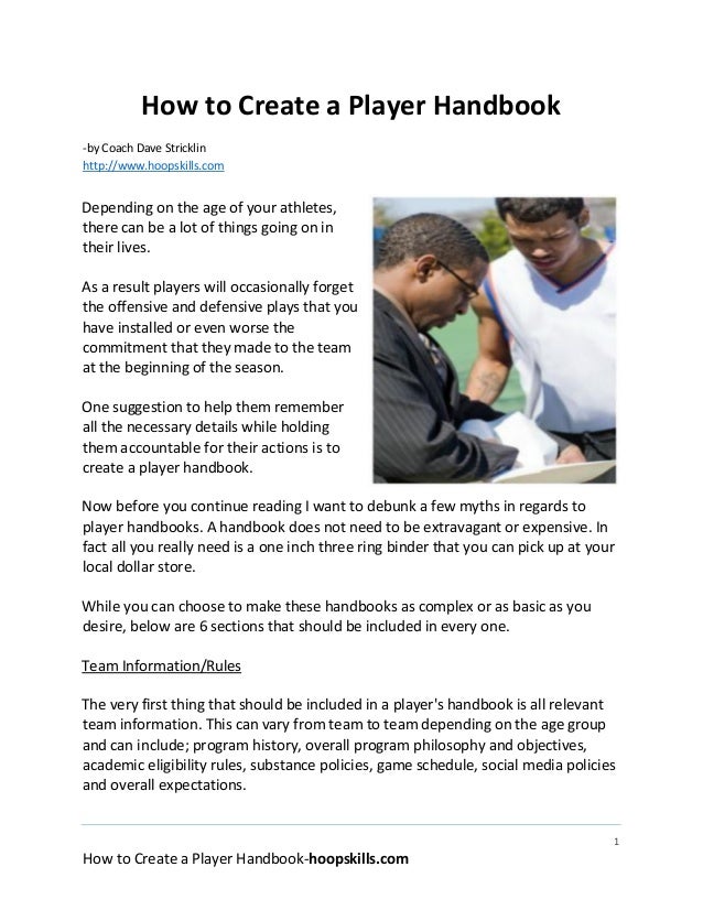 How to create a basketball player handbook