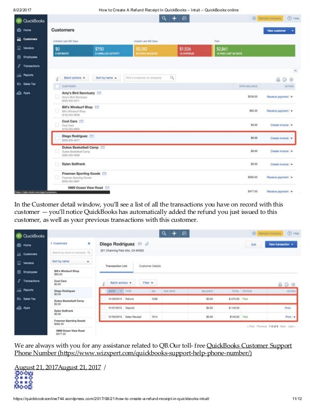 How to create a refund receipt in quick books intuit quickbooks o…