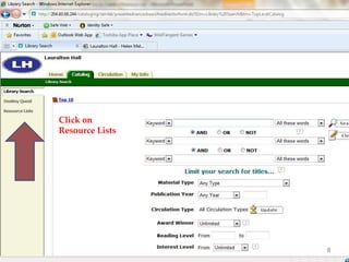 Click on
Resource Lists
8
