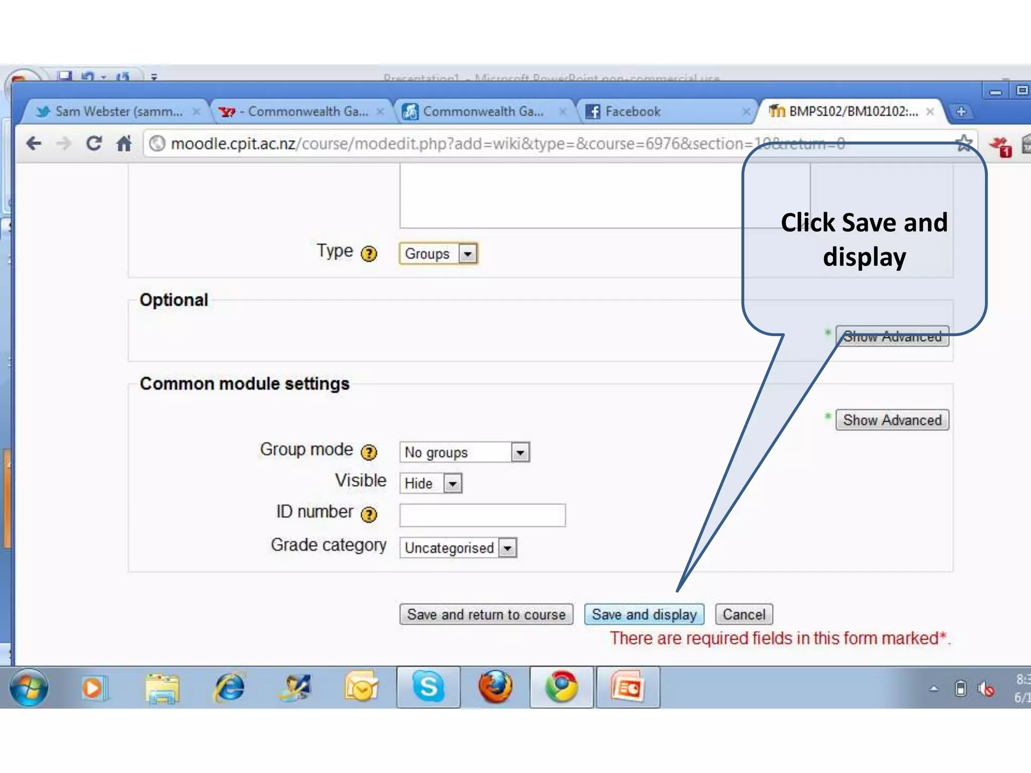 Click Save and display