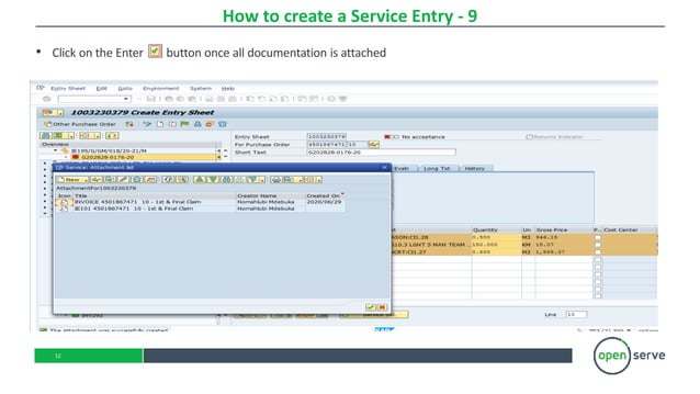 HOW TO CREATE A SERVICE ENTRY ML81N TRAINING SLIDE PACK.pptx | Business ...