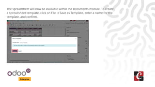 Module Spreadsheet Module Odoo How to Create a Spreadsheet in Odoo 18 | PPTX