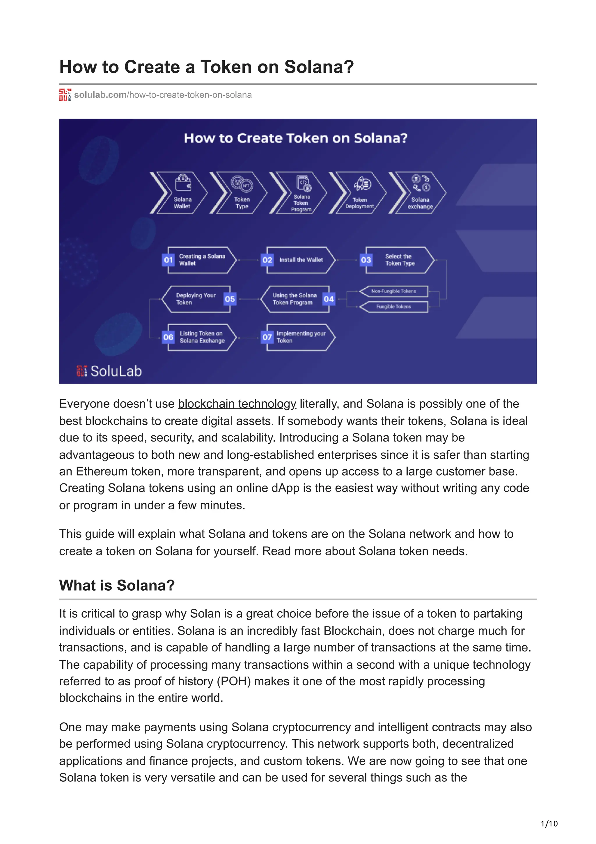 How to Create a Token on Solana - SoluLab | PDF