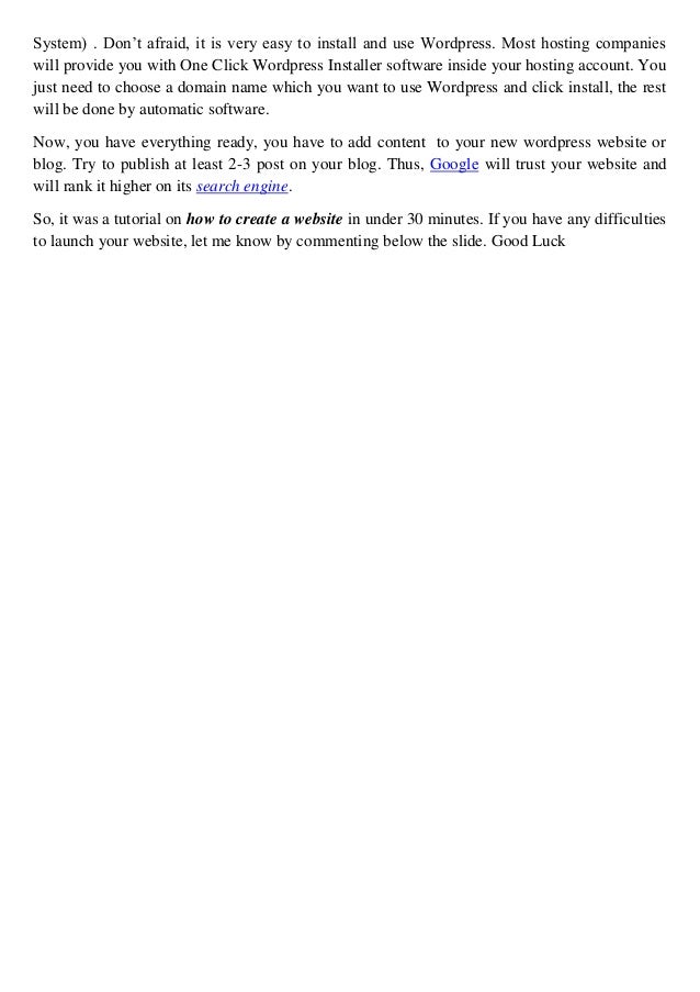 How To Create A Website In 30 Minutes Step By Step Instructions How To Create A Website In 30 Minutes Step By Step Instructions