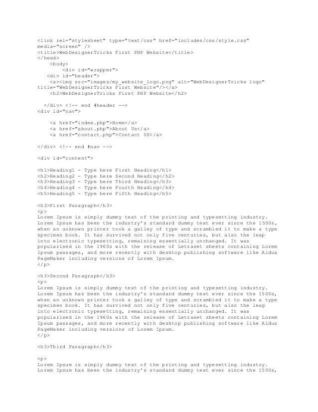How to create a website using php