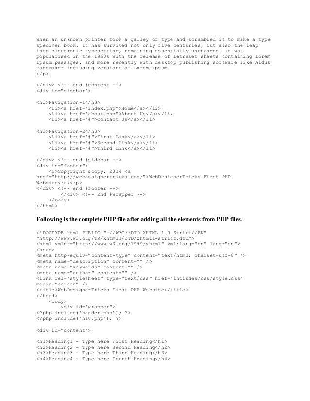 How to create a website using php