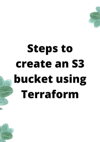 How to create aws s3 bucket using terraform | PDF