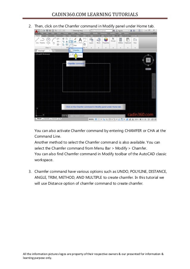 How to create chamfer using AutoCAD chamfer command