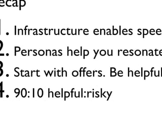 Recap

1. Infrastructure enables speed
2. Personas help you resonate
3. Start with offers. Be helpful!
4. 90:10 helpful:risky
Jay Acunzo - @jay_zo
59

 