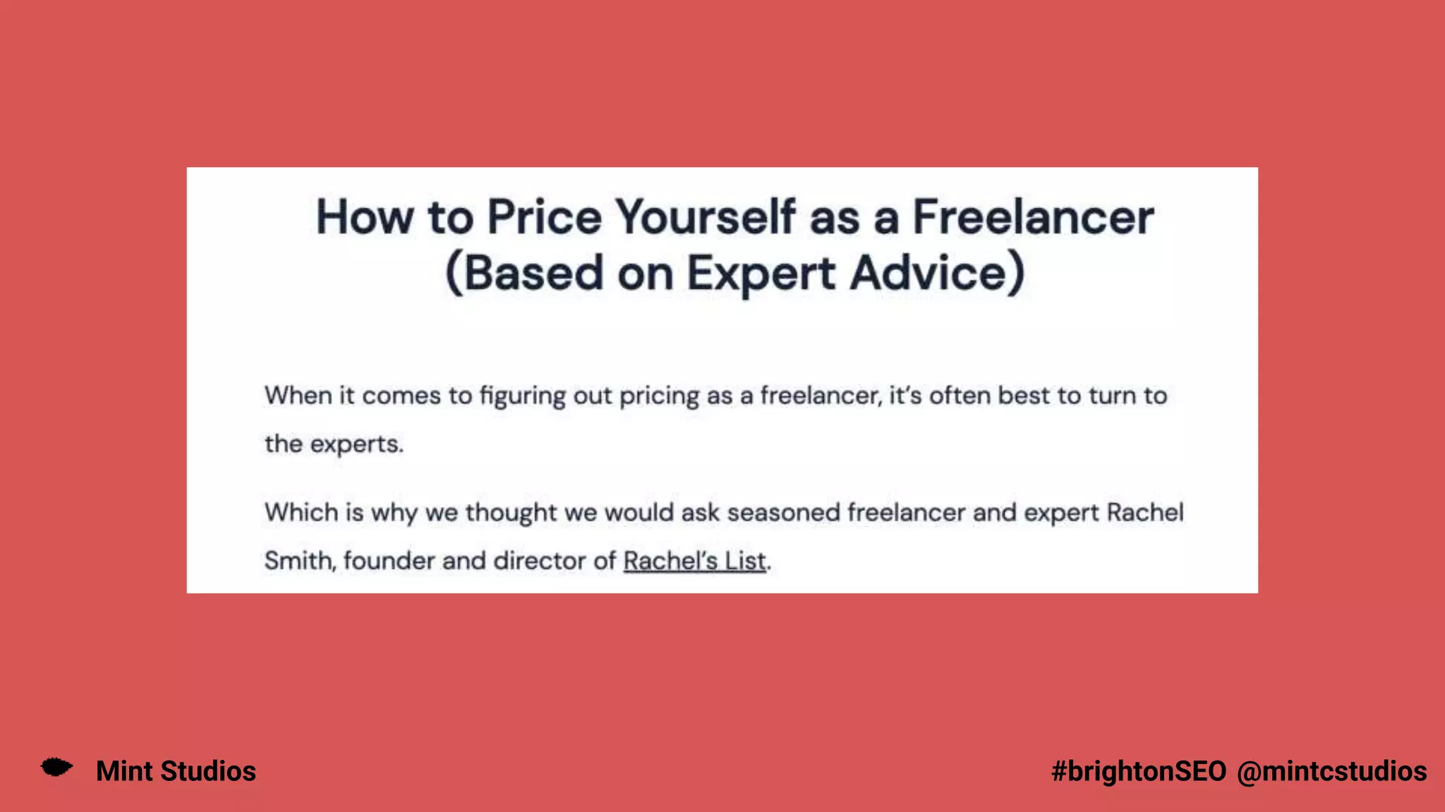 Mint Studios @mintcstudios
#brightonSEO
 