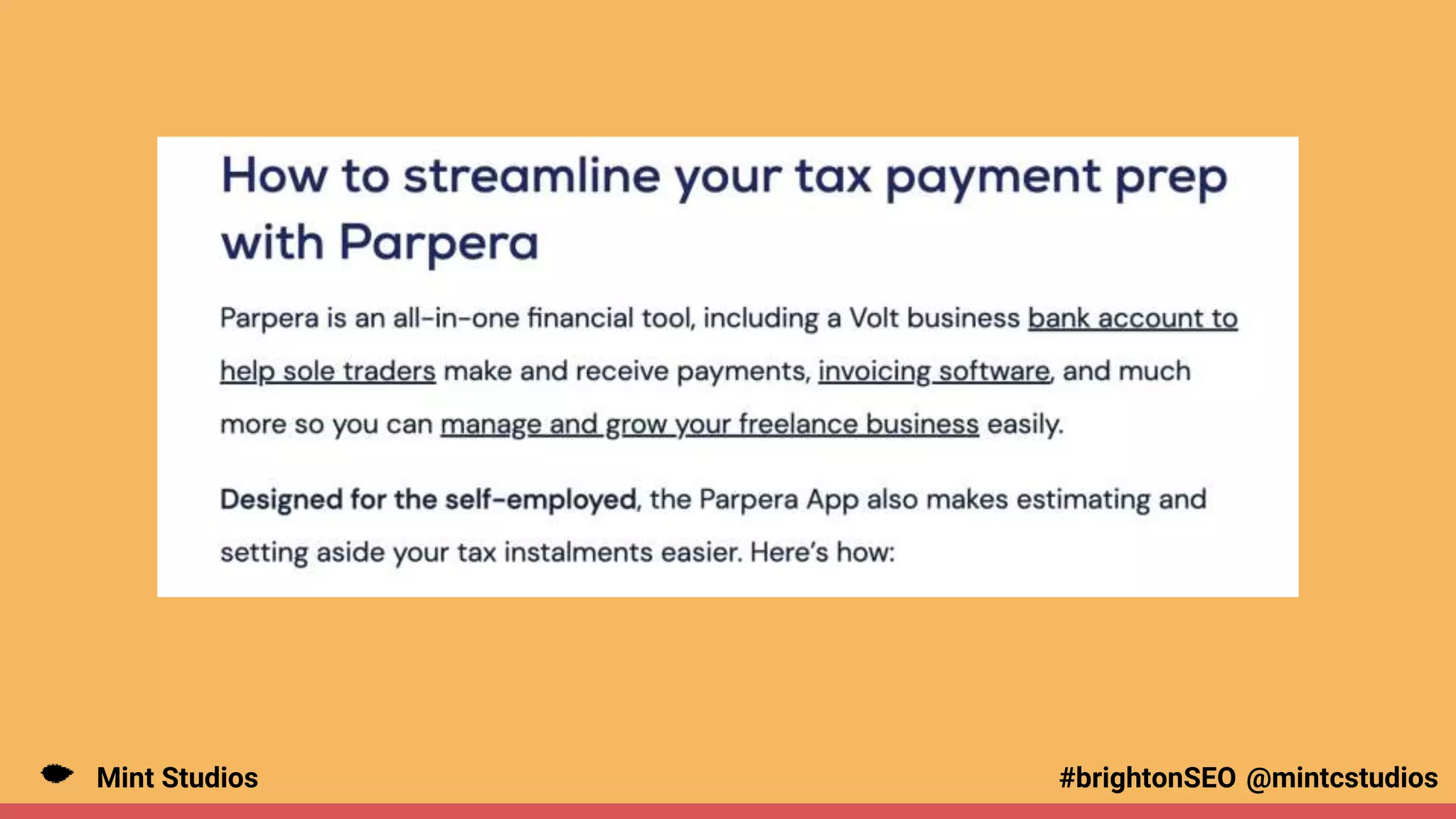 Mint Studios @mintcstudios
#brightonSEO
 