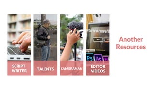 SCRIPT
WRITER TALENTS CAMERAMAN
EDITOR
VIDEOS
Another
Resources
 